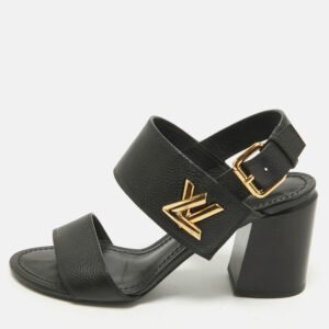 Louis Vuitton Black Leather Horizon Slingback Sandals Size 35