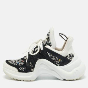 louis vuitton multicolor tweed and leather archlight sneakers size 37