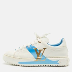 Louis Vuitton White/Blue Leather Time Out Low Top Sneakers Size 39