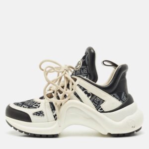 louis vuitton white/blue monogram canvas and fabric archlight low top sneakers size 39