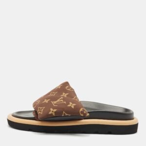 Louis Vuitton Brown Monogram Nylon Pool Pillow Comfort Flat Slide Sandals Size 39