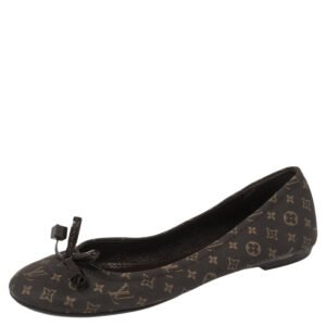Louis Vuitton Brown Monogram Mini Lin Canvas Debbie Ballet Flats Size 36.5