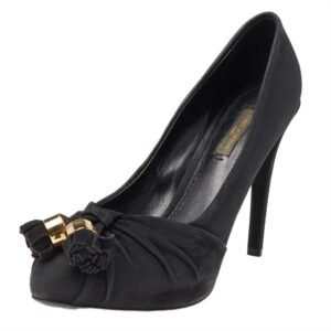 Louis Vuitton Black Suede Knot Confident Tassel Platform Pumps Size 37