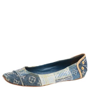 Louis Vuitton Blue Monogram Denim Ballet Flats Size 37