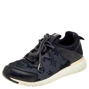 Louis Vuitton Black Leather And Mesh Low Top Sneakers Size 37