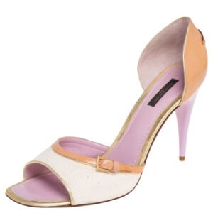 Louis Vuitton Tricolor Canvas And Patent D'orsay Peep Toe Pumps Size 41