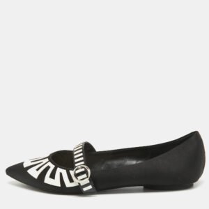 Louis Vuitton Black Satin Buckle Ballet Flats Size 37