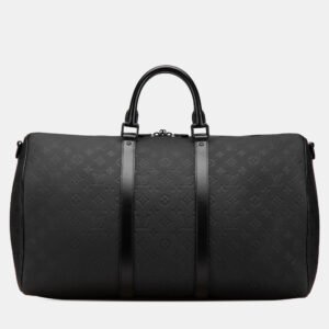 Louis Vuitton Black Monogram Taurillon Keepall Bandouliere 50
