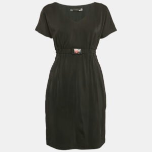 Love Moschino Black Jersey Ruched Mini Dress M