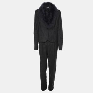Love Moschino Dark Grey Virgin Wool Fur Suit M