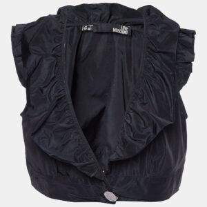 Love Moschino Black Synthetic Ruffled Sleeveless Cropped Shrug L
