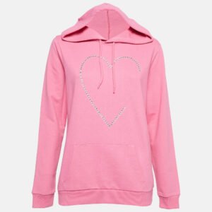 Love Moschino Pink Crystal Embellished Cotton Hoodie S