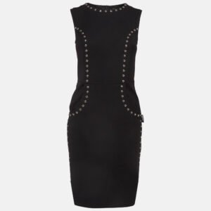 luxury-women-love-moschino-used-clothes-p976307-001 Love Moschino Black Studded Gabardine Sheath Dress S