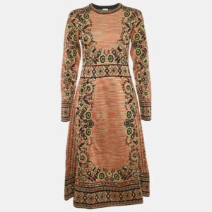 M Missoni Multicolor Patterned Knit Long Sleeve Midi Dress S