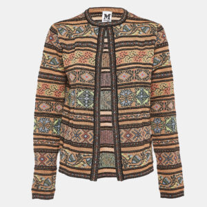 M Missoni Beige Floral Intarsia Knit Long Sleeve Cardigan S