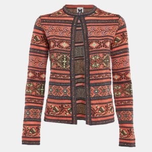 M Missoni Orange Floral Pattern Knit Cardigan S