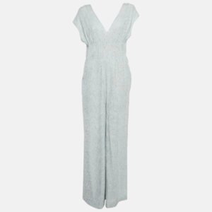 M Missoni Grey Lurex Stretch Knit Strappy Jumpsuit L