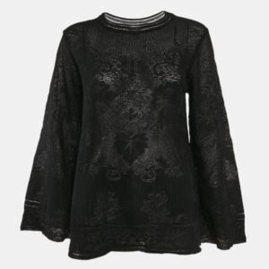 M Missoni Black Textured Knit Sheer Long Sleeve Top M