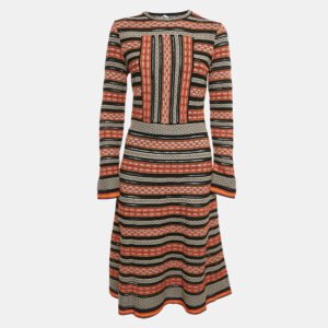 M Missoni Multicolor Stripe Patterned Knit Midi Dress L
