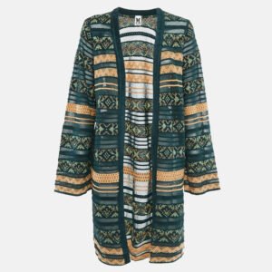 M Missoni Green Stripe Patterned Knit Open Front Cardigan S