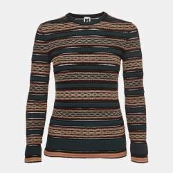 M Missoni Green/Multicolor Patterned Knit Long Sleeve Top M