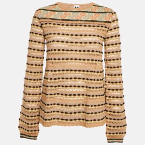 M Missoni Beige/Multicolor Pattern Knit Long Sleeve Top M