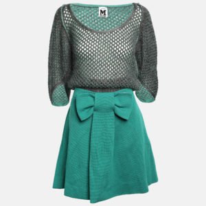 M Missoni Green/Grey Lurex Knit Skirt Set M