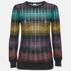 M Missoni Multicolor Wave Pattern Knit Long Sleeve Top S
