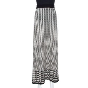 M Missoni Monochrome Wave Patterned Knit Maxi Skirt M