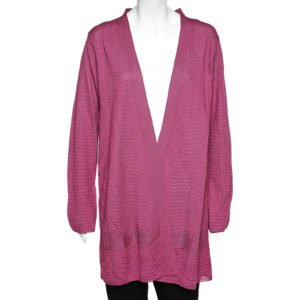 M Missoni Purple Patterned Knit Open Front Cardigan XL