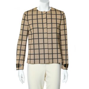 M Missoni Beige Windowpane Patterned Knit Button Front Cardigan M