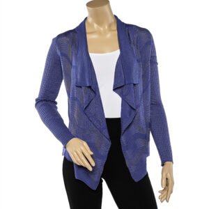 M Missoni Blue Patterned Knit Shawl Collar Shrug M