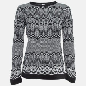 M Missoni Monochrome Chevron Pattern Crew Neck Sweatshirt S