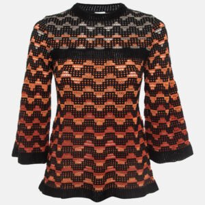 M Missoni Orange Eyelet Knitted Flared Sweatshirt S