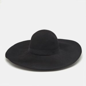 Maison Michel Paris Black Blanche Felt Wide-Brim Hat M