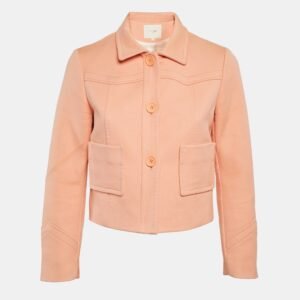 Maje Light Orange Cotton Button Front Cropped Jacket M