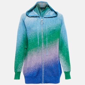 Maje Green/Blue Lurex Knit Zip-Up Jacket L