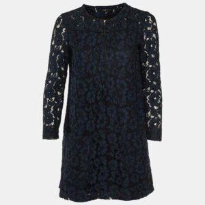 Maje Navy Blue Floral Lace Shift Dress M