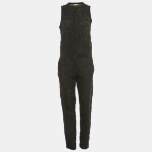 Maje Black Lace Zip Front Sleeveless Jumpsuit M