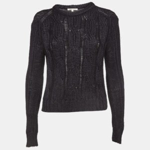 Maje Black Cable Knit Crew Neck Sweatshirt S