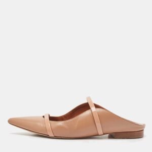 Malone Souliers Beige Leather Maureen Flat Mules Size 37.5