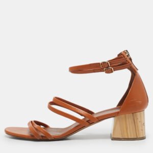 Malone Souliers Brown Leather Block Heel  Ankle Strap Sandals Size 40