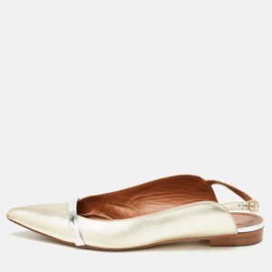 Malone Souliers x Roy Luwolt Metallic Gold Leather Marion Luwolt Slingback Flats Size 37.5