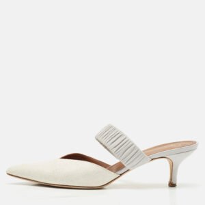 Malone Souliers White/Purple Raffia and Leather Maisie Mules Size 41