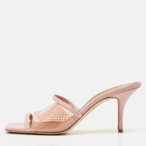 Malone Souliers Light Pink Leather and PVC Laney Slide Sandals Size 40