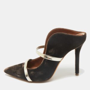 Malone Souliers Brown/Gold Velvet and Leather Maureen Mules Size 35