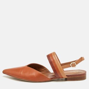 Malone Souliers Brown Leather Maisie Slingback Flats Size 40
