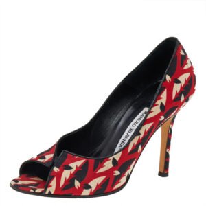Manolo Blahnik Multicolor Fabric Peep toe Pumps Size 37.5
