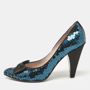 Marc by Marc Jacobs Blue/Black Sequins Block Heel Pumps Size 41