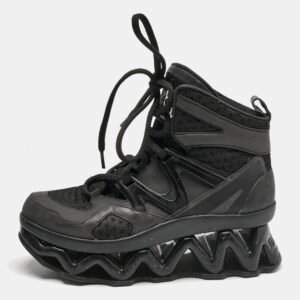 Marc by Marc Jacobs Black Leather snd Mesh Spring Platform High Top Sneakers Size 37